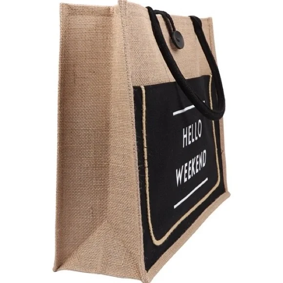 🛍HOST PICK🛍 HELLO WEEKEND TOTE BAG - BLACK - Picture 4 of 5
